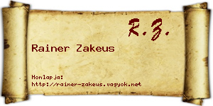 Rainer Zakeus névjegykártya